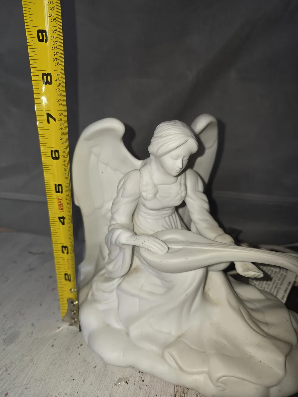 IKEA White Ceramic Angel Sculpture Playing Harp